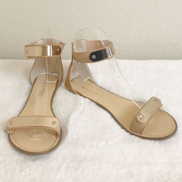 Report Shoes - Report | Lennon Nude Zip Back Strap Sandal 7